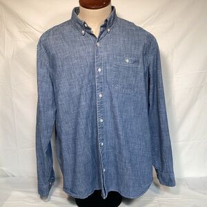 L.L. Bean Traditional Fit Men’s Blue Denim Button-Down Shirt Size XL